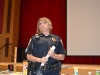 Sgt. Crystal Panebianco of the Lawrence Township Police Department discussed the different types of drugs police officers are seeing in Clearfield County and how parents can open a dialogue with their children to help prevent the children from becoming victims of drug and alcohol abuse. Sgt. Panebianco was one of several speakers at a forum on drug and alcohol trends among Clearfield County\'s school-aged youth Wednesday at the Clearfield Area Junior/Senior High School. (Photo by Kimberly Finnigan)