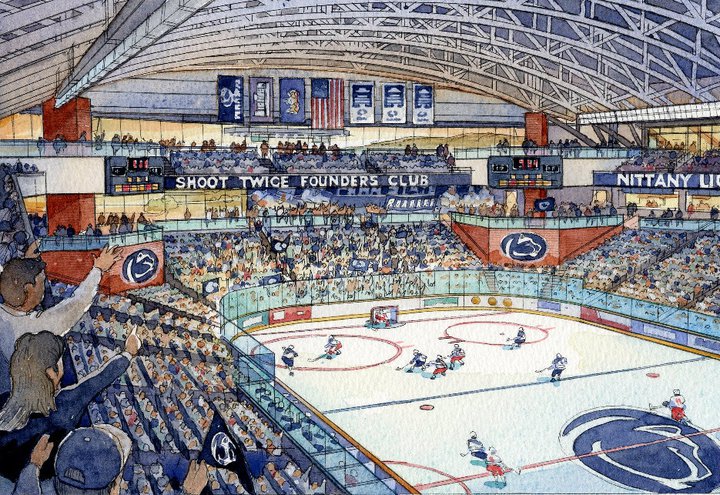 An artist's rendering of the Pegula Ice Arena. Construction has begun on the campus of Penn State University.