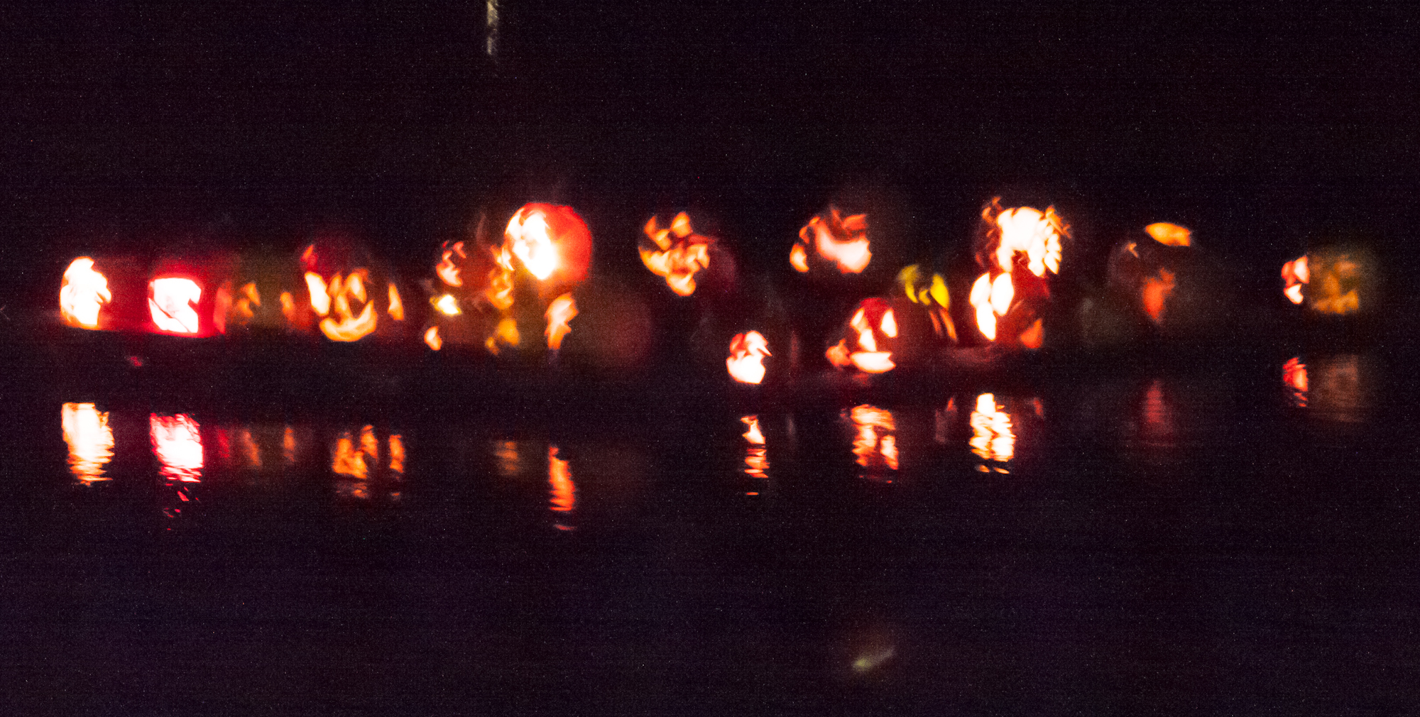 Lit jack-o-lanterns were sent adrift on the lake during the seventh annual Fall Festival and Pumpkin Float Saturday at the Parker Dam State Park.