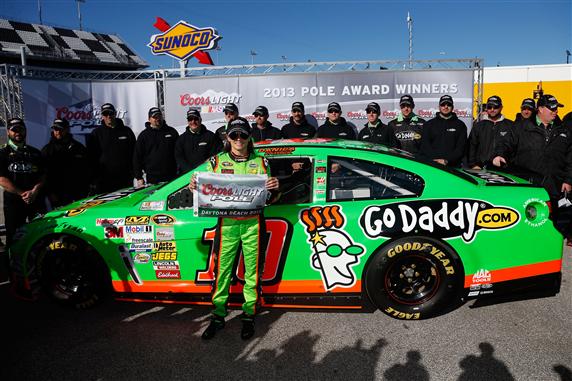 In what can be considered the greatest moment for female racers, Danica Patrick became the first woman to win a pole in Sprint Cup history, and will lead the field to green in the Daytona 500.