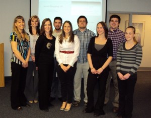 Pictured, from left to right, are Jackie Herbstritt; Kellie Swales, Main Street Manager; Laurie Breakey, PSU Instructor; Michael Chittester; Jamie Straub, CRC Economic Restructuring Chairperson; Brad Pontious; Nicole Carlson; Chris Aiello; and Alana Rhoads. (Provided photo)