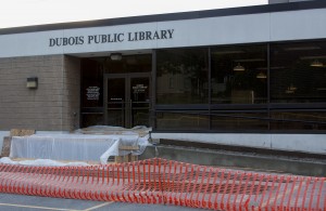 The DuBois Public Library will have its ramp finished this week. Its handrails are projected to be installed next week. (Photo by Steven McDole)