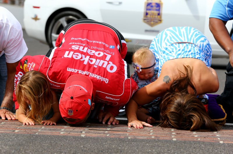 As weird as it seems, the sweetest kiss at Indianapolis isn't one planted on the trophy, but the one on the bricks.