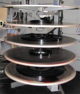 Pictured here is the Ritz Film Spindle, which is soon to be obsolete with new Digital Movie Projectors. (Photo by Theresa Dunlap)