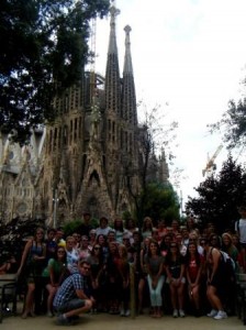 The travelers are pictured here in front of La Sagrada Familia in Barcelona. (Provided photo)