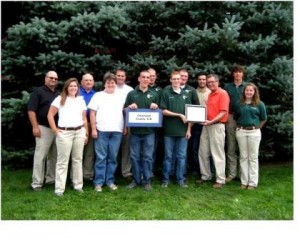 The Clearfield County 4-H Agricultural Safety and Health Quiz Bowl team competed at the 2013 Ag Progress Days.  Shown in the photo are, from left to right in the front row, financial sponsor Tess Weigand, MidAtlantic Farm Credit; team coach Rose Nelen of Luthersburg; team members Randy Nelen of Luthersburg, Jon Stephens of Clearfield, PA Deputy Secretary of Agriculture Jay Howes; 4-H State Council Officer Kaitlin Roger.  In the back row are financial sponsors Bill Jackson, AgChoice Farm Credit, Jim Rashford, CNH America, Tony Resh, CNH America; team members Shawn Nelen of Luthersburg, Reuben Hicks of DuBois; financial sponsor Zack Leve, Farm Family Insurance; 4-H State Council Officer Nathan Bepetz. (Provided photo)