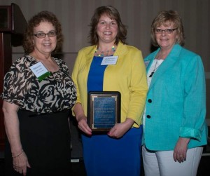 Jackie Syktich, president of the DBC, (center) is pictured receiving the award with Mary Jones, chair of the PAPSA awards committee (left) and Karen Alderton, DuBois Business College's vice president and director of financial aid. (Provided photo)