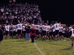 The Clearfield Bison couldn't help but celebrate after their victory over the Central Dragons.