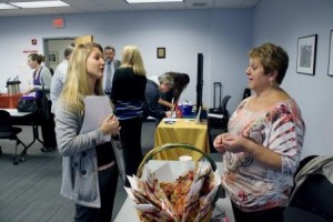 OTA student Renee Hines, left, talks with Lorain Knapp, a recruiter for Indiana Total Therapy in Homer City, PA during the OTA Job Fair. (Provided photo) 