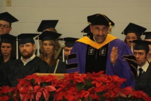 Associate Professor of Biology and Forestry Robert Loeb stressed the value of education to new graduates at the fall commencement ceremony.  (Provided photo)