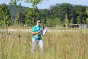 Penn State DuBois Wildlife Technology student Mandy Marconi conducting field work on the Flight 93 Memorial site last summer.  (Provided photo)