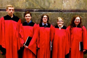 Shown are the DuBois Area High School chorus students who recently performed with the 2014 Pennsylvania Music Educators Association All-State Honors Ensembles at Hershey. From left are John Adams, Eli Meholick, Alex Haines, Helen Floran and Rebecca Meholick. (Provided photo)