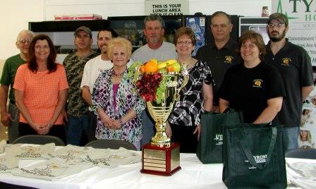 Pictured are members from the Chicago Rivet and Machine Co. team, which won the first-ever Northern Blair County Corporate Fitness Challenge. From left to right are Jim Chronister, Kim Solecki, Mark Maceno, Chris Moore, Diane Decker, Harry Mogle, Robin Boyer, Mike Sweitzer, Laurie Irvin and Frank Boscaino. (Provided photo)