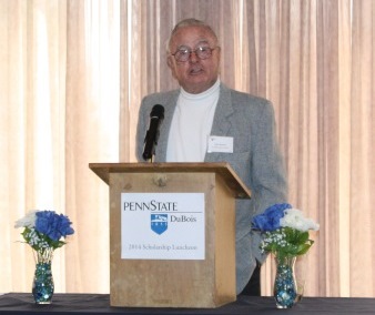 Don Brown of Pennsylvania Wildlife Habitat Unlimited spoke at the annual campus Scholarship Lunch in April, offering the donor's perspective on scholarship support. (Provided photo)