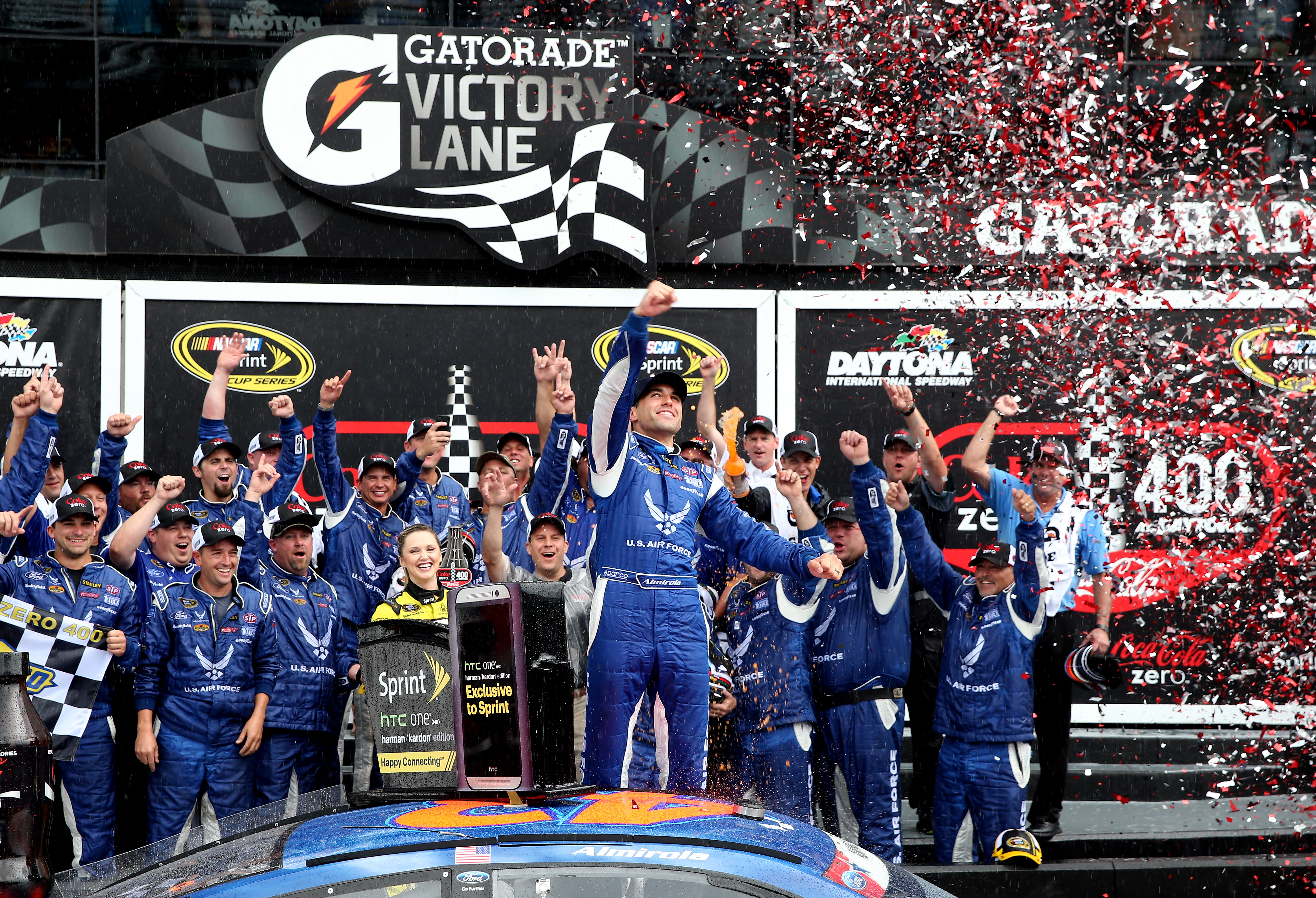 It was a rainy weekend in Daytona.  It ended with Aric Almirola in victory lane, the first for the No. 43 since 1999.