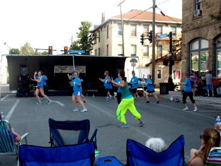 YMCA aerobics class members provided demonstrations near the main stage. (Photo by Dustin Parks)