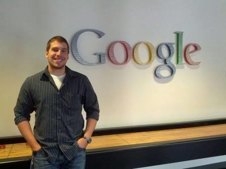 Penn State DuBois IST program graduate Eric Gmerek at his new workplace, the Googleplex, Google's main headquarters in Mountain View, Calif.  (Provided photo)