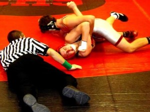 Tallin Norris' fall earned him wrestler of the match for Clearfield (Photo by Jessica Shirey)