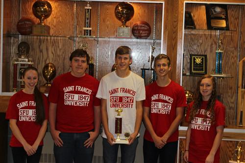 Pictured, from left, are Payton McAnnich, Noah Orner, Eli Kirk, Braden Royer and Kayla Brennan. The team was coached by DuBois teacher Douglas Brennan and Mike Mancuso. (Provided photo)
