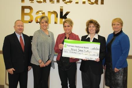 Pictured, from left, are Richard Doverspike, Farmers' assistant vice president of Corporate Banking; Danyell Bundy, vice president and director of Branch Banking for Farmers; and Kelli Allison, DuBois Branch Manager, who are presenting a check to Penn State DuBois Chancellor Melanie Hatch and Director of Development Jean Wolf. (Provided photo)
