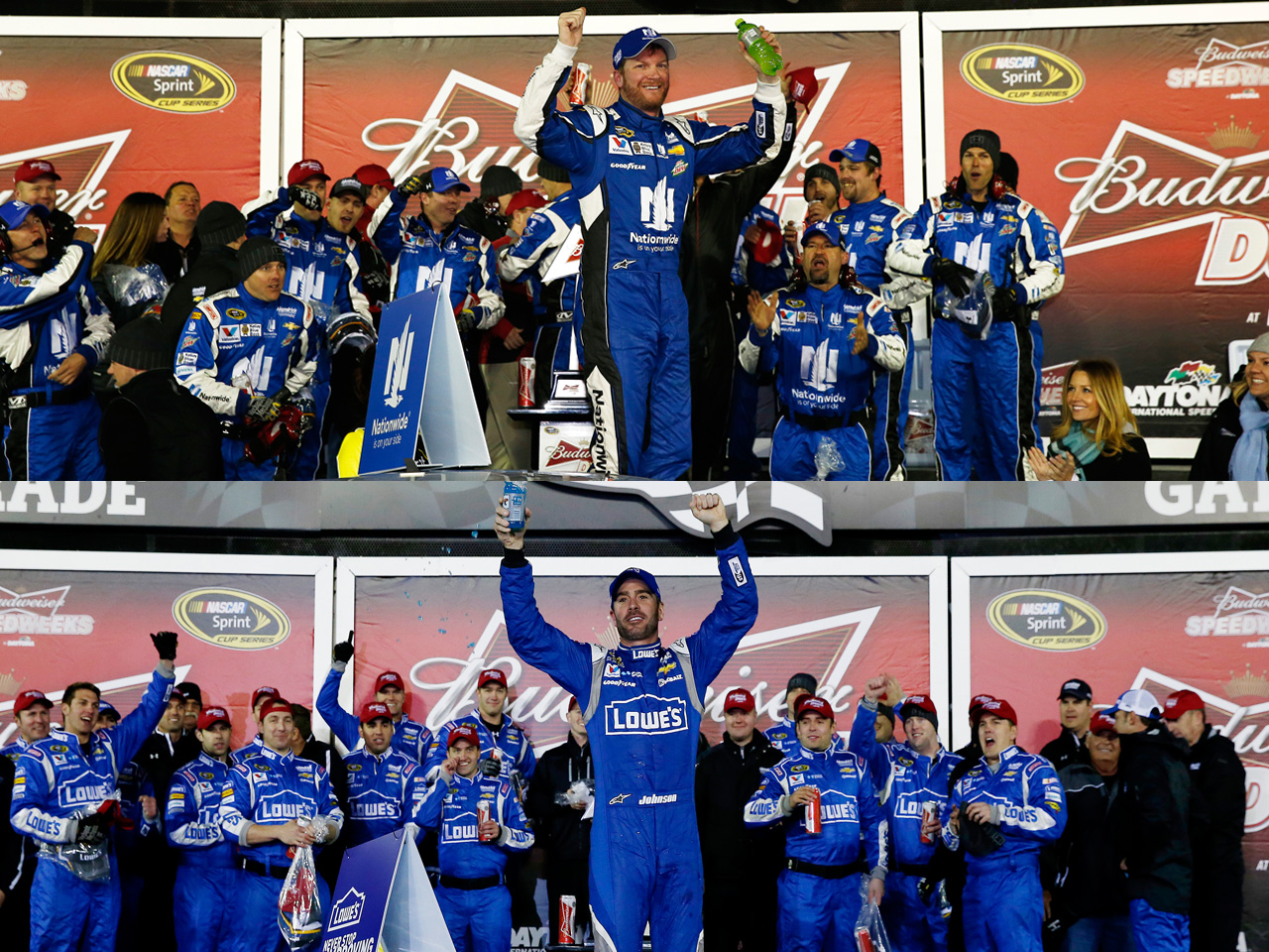 Dale Earnhardt Jr. and Jimmie Johnson won their respective Duel races, giving Hendrick Motorsports a sweep of the first three spots in the Daytona 500.