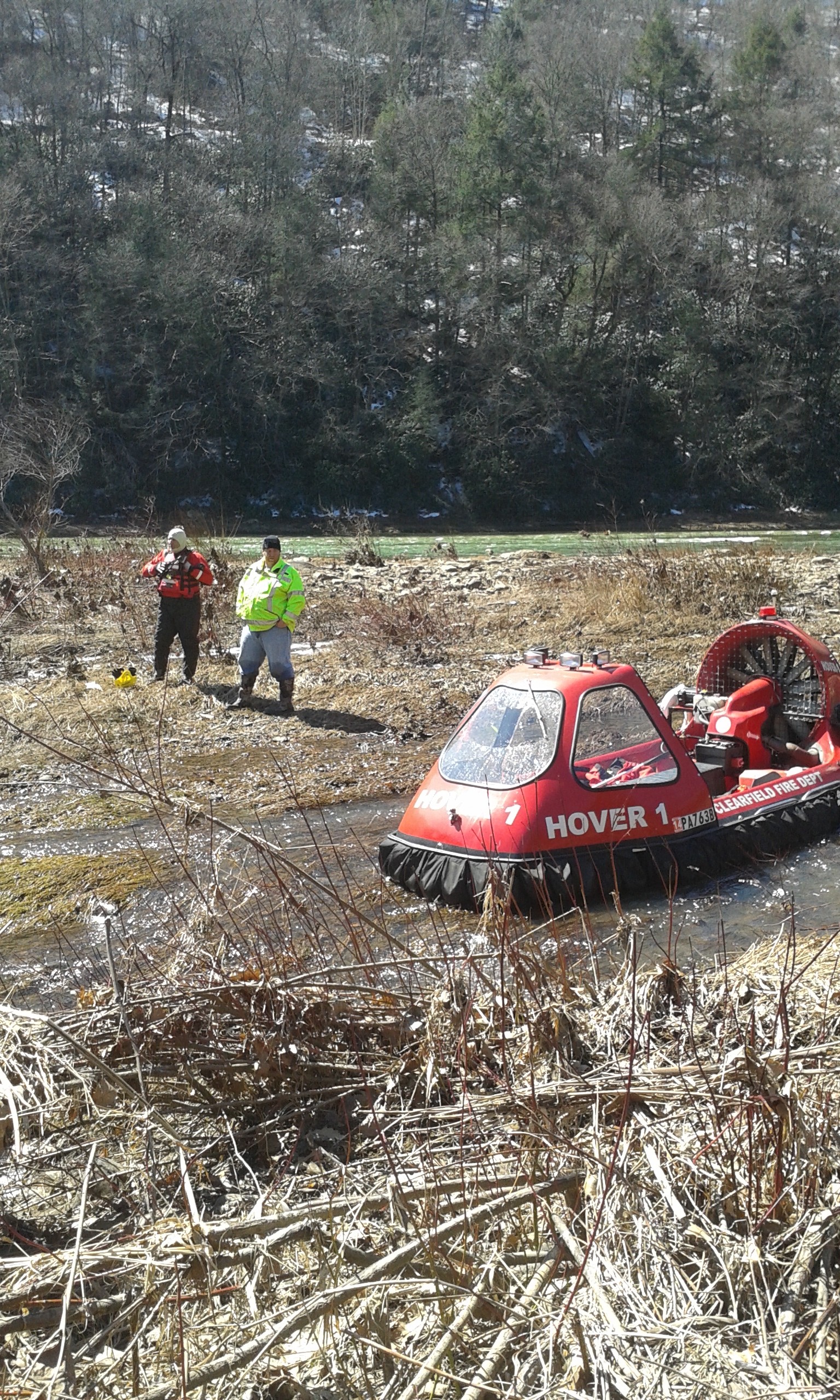 Crews continue to search the West Branch of the Susquehanna River for 74-year-old James Coons.  Coons went for a walk March 12 and has not been seen since. (Photo by Kimberly Finnigan)