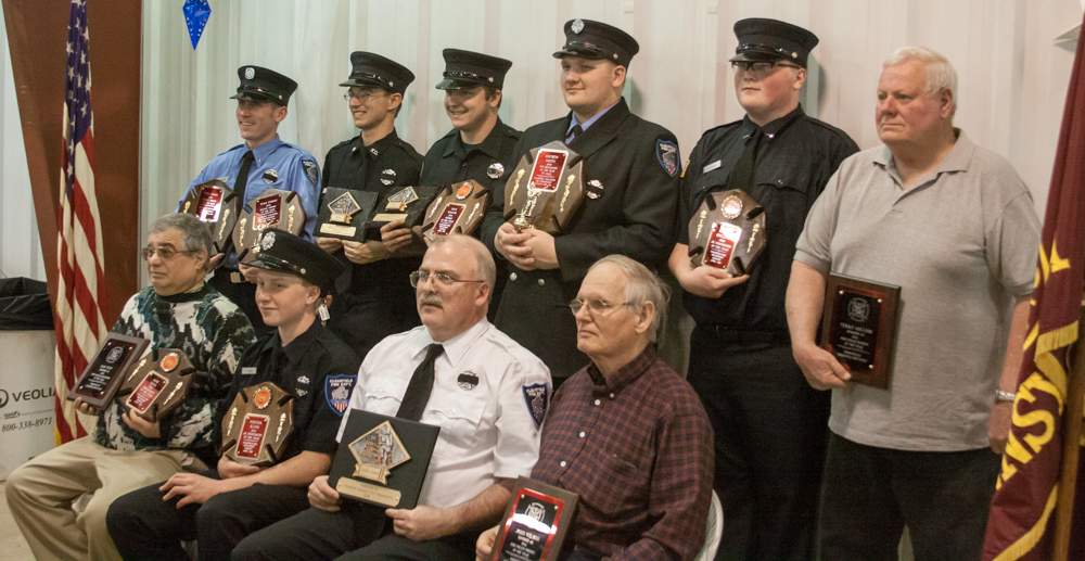Pictured are members of the Clearfield Volunteer Fire Department who were present to receive their awards. 
In the front row are: Sam Toto, Porter Kling, the Rev. Rob Mellgard and John Wilson.
In the back row are: Tom Evans, Brandon Barnett, Dan Rauch, Andrew Smith, Brett Smith and Terry Collins.