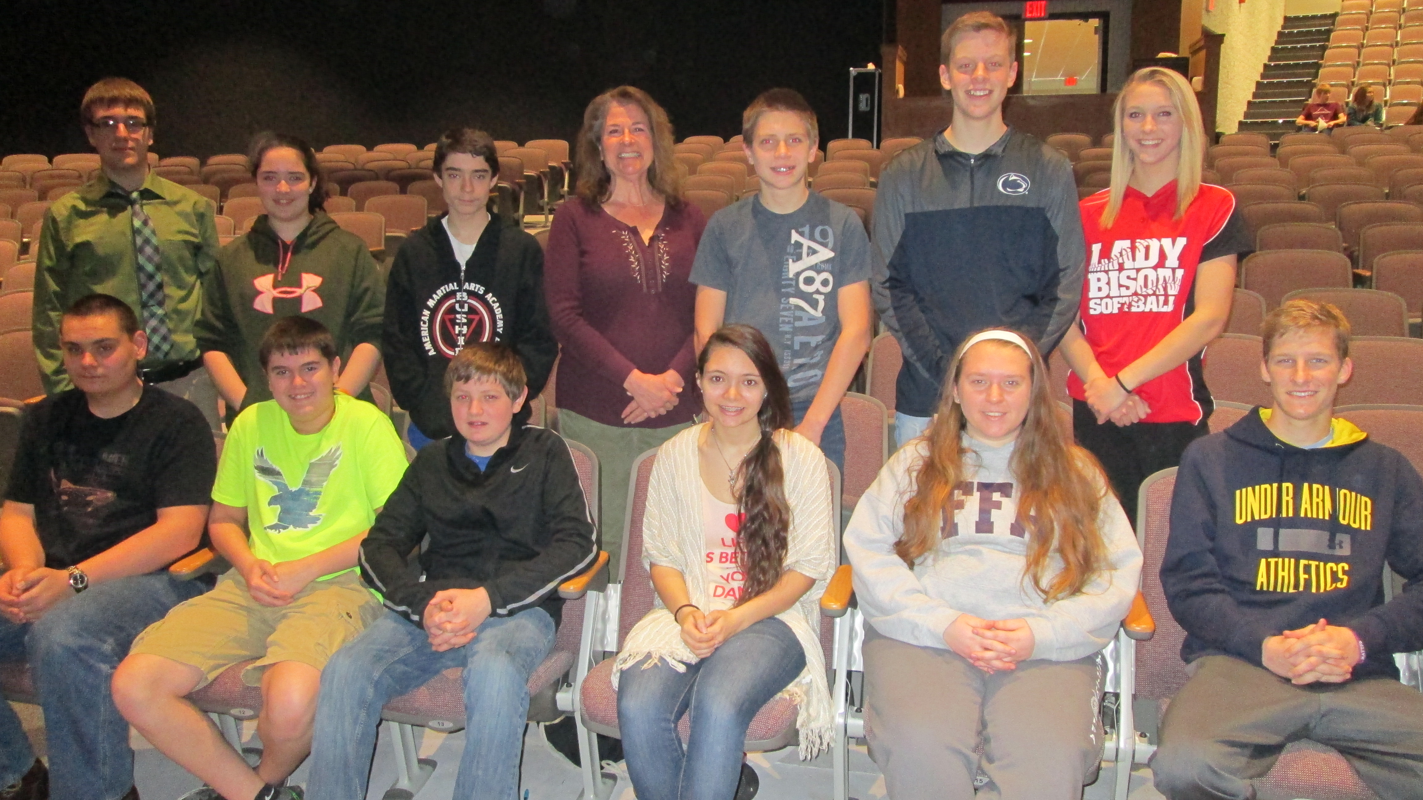 Participants in the national math competition held at Clearfield
are, from left: back row: Josh Anstead, Katlyne Fye, Herschel
Johnson, Teacher Judi Bookhamer, Elliot Thorp, Caleb Strouse and Alana
Kochan. In front row are: Matt Rowles, Zach Owens, Devin Carns,
Diane Thompson, Sarah Hazel and Kerry Maines. Missing from
the photo are: Thad Butler, Sarah Snyder, Ashley Struble, Sabrina
Wimer, Sierra Luzier and Macy Forrest. (Provided photo)