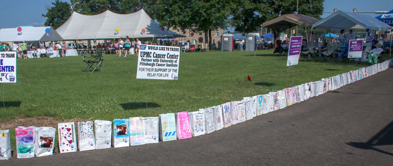 Luminary bags line the DuBois city park during Relay for Life.