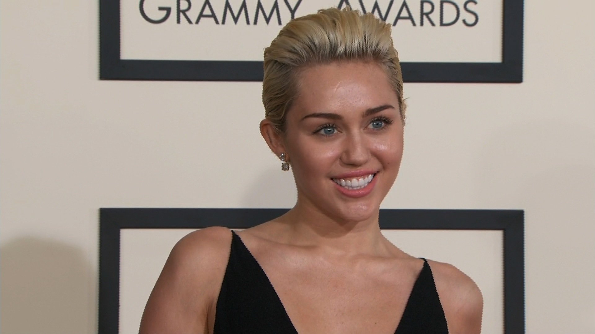 Miley Cyrus on the red carpet at the 57th Annual GRAMMY Awards in Los Angeles on Sunday, February 8, 2015.
