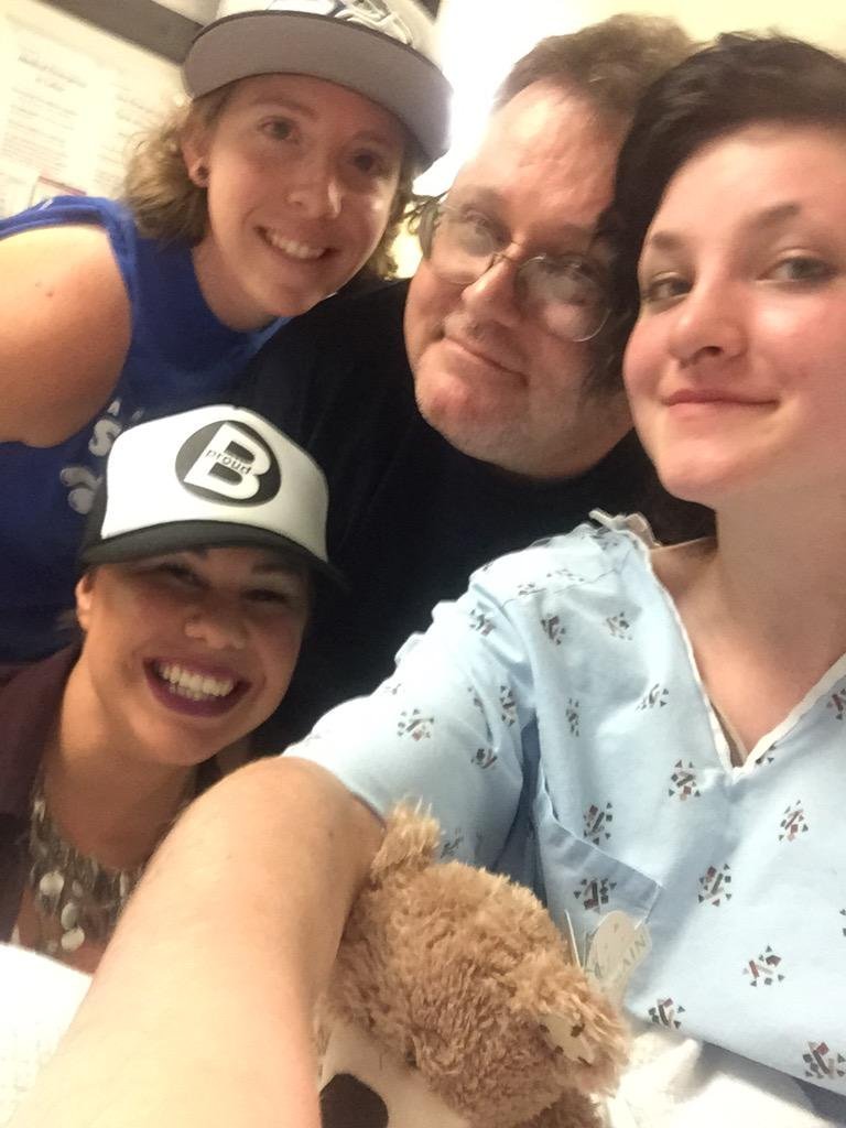 Embargoed to Seattle, WA

Photo taken of Autumn Veatch recovering in hospital with her dad and friends.