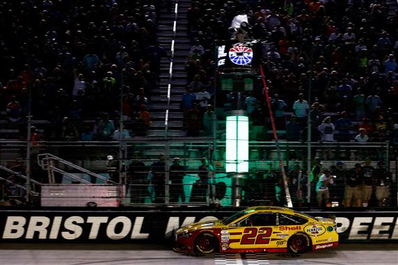 Make it a back-to-back run of wins in the night race for Joey Logano.