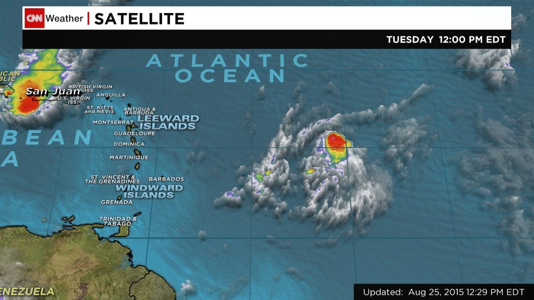 Tropical Storm Erika formed in the Atlantic early Tuesday, putting it on course for the Leeward Islands in the coming days, the National Hurricane Center said.