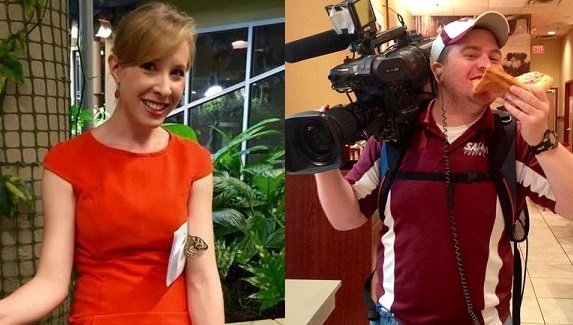 Alison Parker (left), 24, was killed during a during a live television interview outside Moneta, Virginia, on Wednesday morning. Adam Ward (right), 27, was killed during a during a live television interview outside Moneta, Virginia, on Wednesday morning.