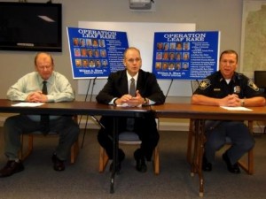 Fifteen people are facing charges for allegedly being involved with dealing drugs in Clearfield County, announced District Attorney William A. Shaw Jr. at a press conference on Tuesday afternoon at the Clearfield 911 Center. (Photo by Jessica Shirey)