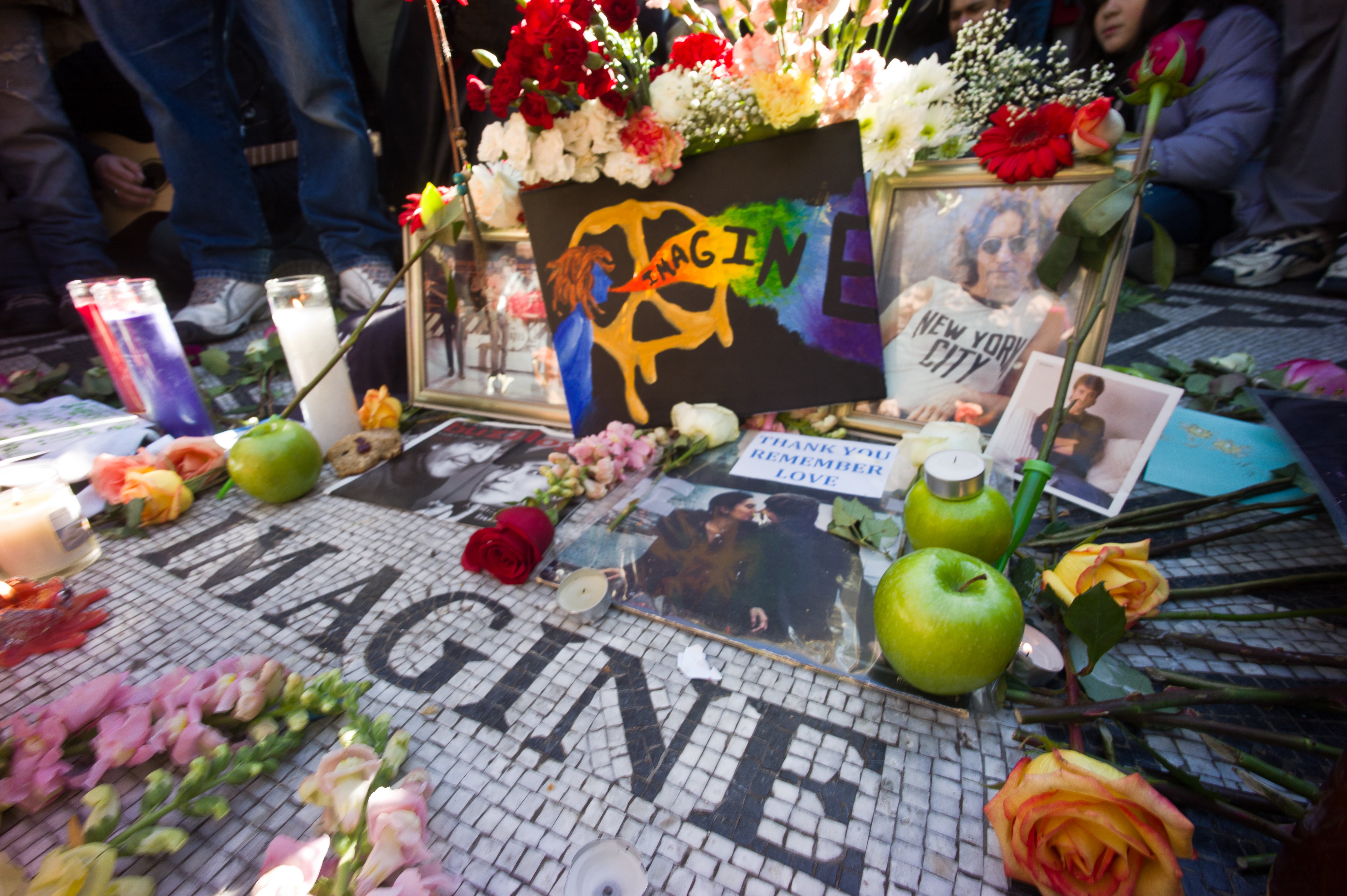 The Imagine mosaic in Strawberry Fields is the focal point for fans, media and grievers of John Lennon, shot to death 30 years ago today.