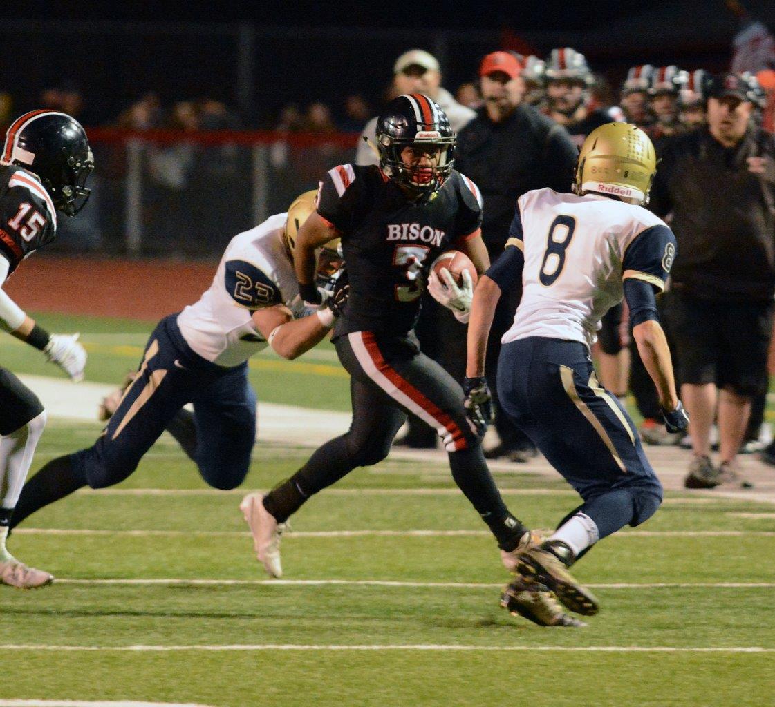 Seth Cladwell ran for 117 yards and a touchdown in the 49-12 win over BEA that locked by the MAC title.
