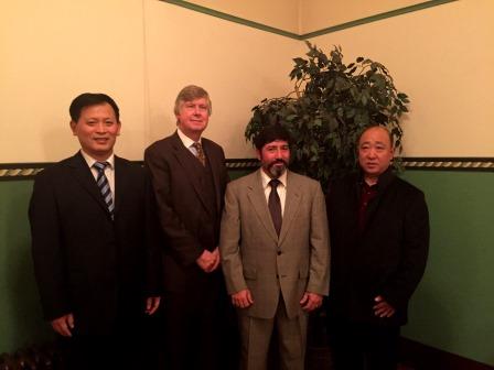 Pictured are: Xue Feng (Governor of Lanling County), John Sobel (Clearfield County Commissioner), Tony Scotto (Clearfield County Commissioner Elect) and Su Yuntao (Mayor of Lanling Town). (Provided photo)