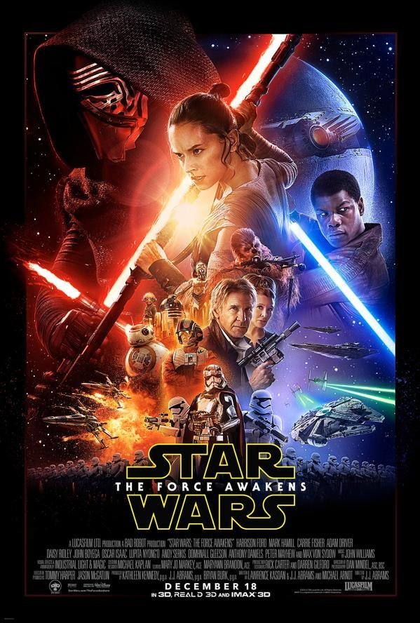 Official poster for the movie Star Wars The Force Awakens.