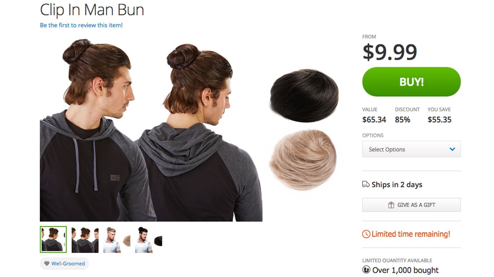 Groupon is selling a perfect solution for any adventurous guy who wants to test out the man bun trend, but doesn't want to put in the effort to grow out his hair.