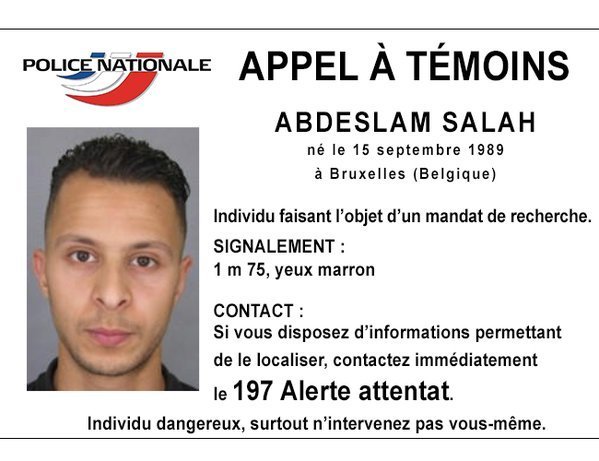 Police Nationale has just issued this arrest warrant for Abdeslam Salah, suspected of being involved in the Paris attacks.
