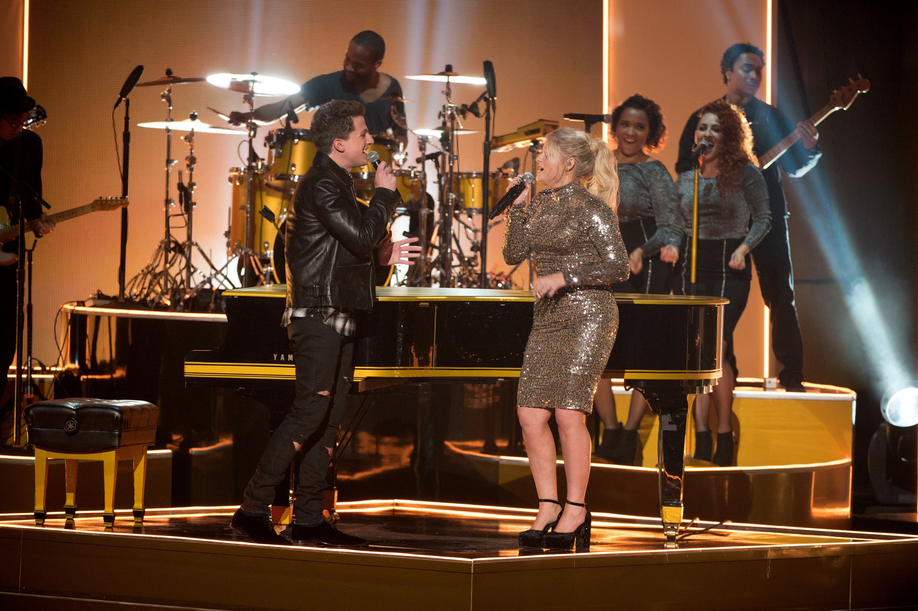 Meghan Trainor and Charlie Puth at the 2015 American Music Awards