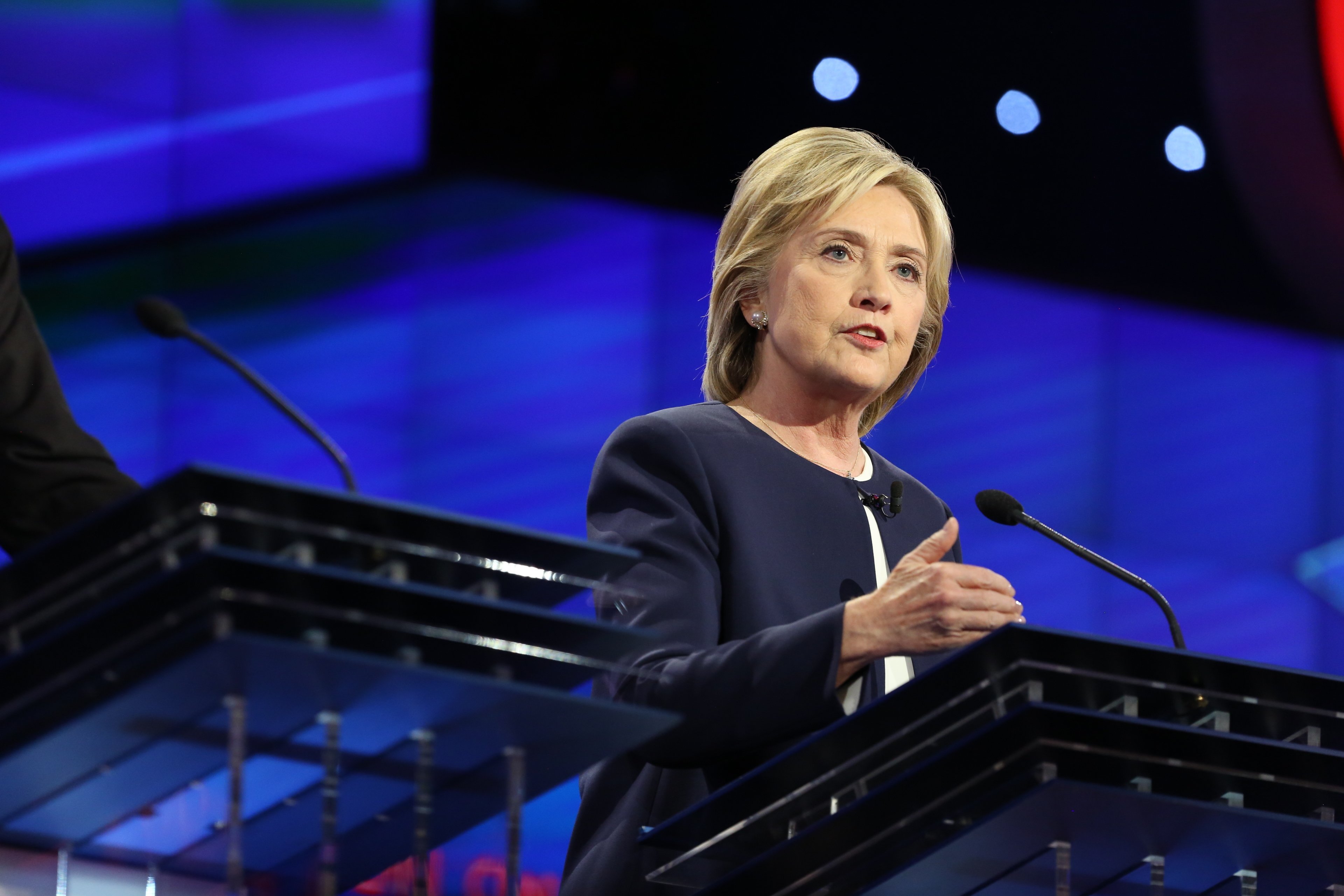 Hillary Clinton at the CNN Democratic Debate at the Wynn Hotel in Las Vegas, Tuesday, October 13, 2015.