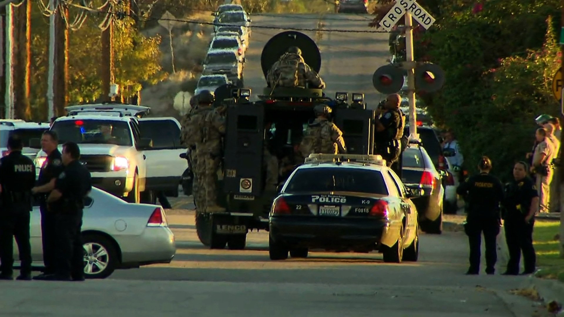 The hunt for one to three suspects is taking place near a San Bernardino, California, center for people with developmental disabilities, where at least 14 people were killed Wednesday, Police Chief Jarrod Burguan told reporters.