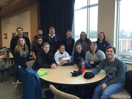 Penn State DuBois students who participated in the year's MLK Day of Service at Greater Allegheny are pictured, left to right: 
Front row: Cortney Hedlund, Chelsey Winters, Zach Wood, Julianne Inzana, Brooke Simcox, Tory Anderson and Stephen Carns. 
Back row: Jake Coalmer, Austin Miller, Greg Myers, Juliana Vokes, Amanda Butler, and Assistant Director of Student Affairs Marly Doty. 
(Provided photo)