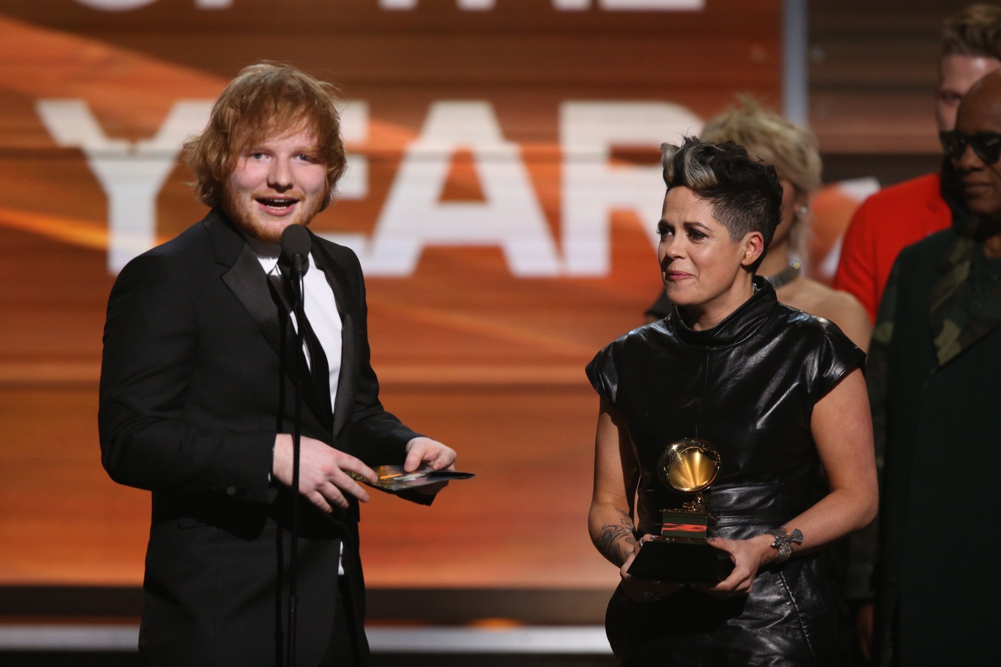Ed Sheeran during The 58th Annual GRAMMY Awards broadcast on the CBS Television Network on Monday, Feb. 15, 2016