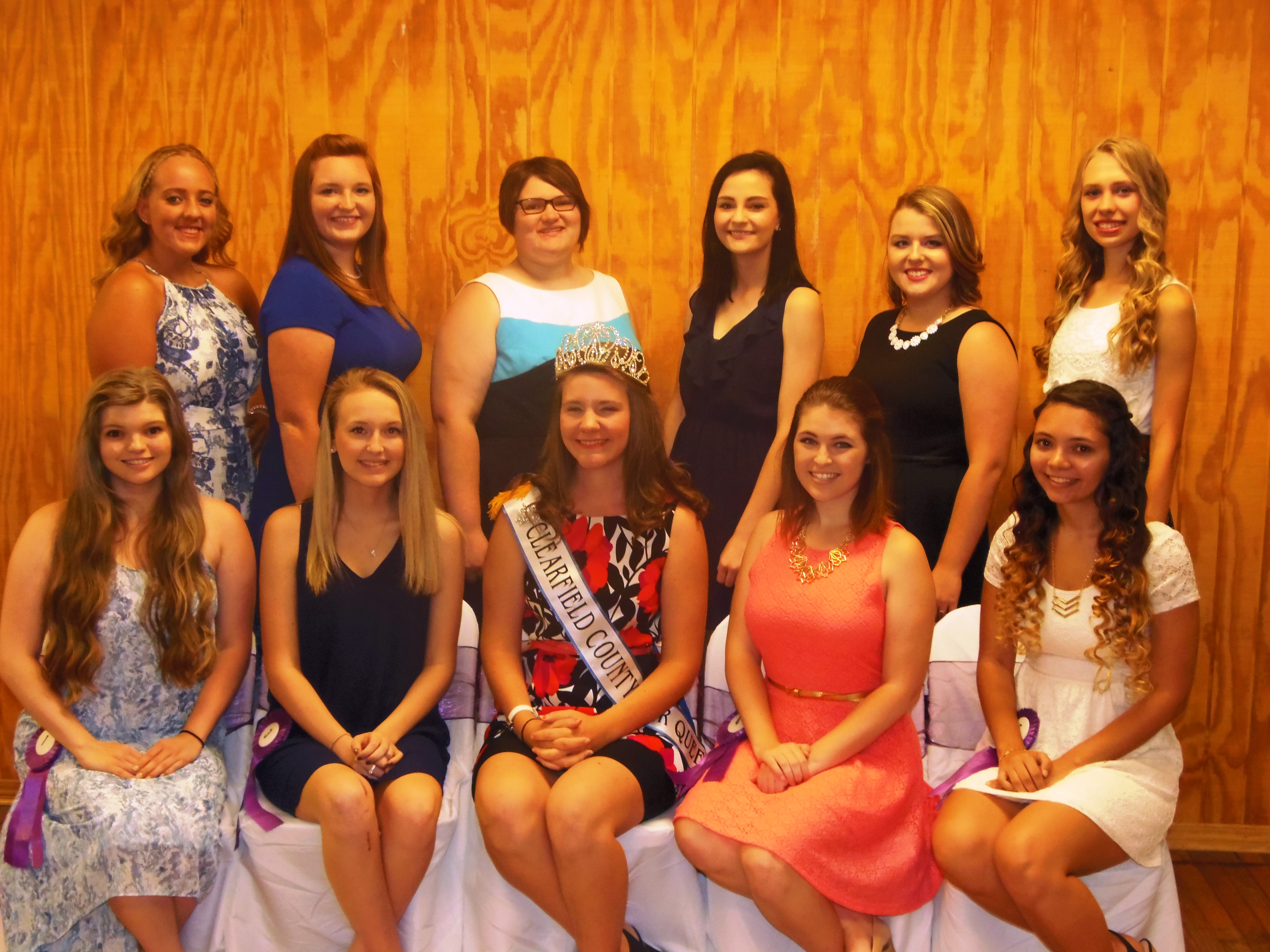 In front, from left, are: Reilly Brown, Madison Havrilesko, Fair Queen Abby Jamison; Rachel Duke; and Diane Thompson. In back are: Haylee Stuckey; Christen Wisor; Ronni Berlin; Hali Murray; Emily Andrulonis; and Cassandra “Cassie” Folmar. Missing from photo is Jayna Vicary. (Photo by Jessica Shirey)