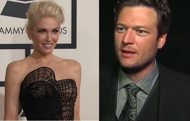 FILE-Gwen Stefani (left) on the red carpet at the 57th Annual GRAMMY Awards in Los Angeles on Sunday, February 8, 2015. Country singer Blake Shelton (right) talks to CNN at the 2010 CMA Awards.