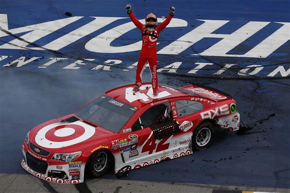 Kyle Larson finally got his moment to celebrate, a moment that took longer to happen than expected.