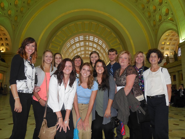 Pictured at Union Station in Washington, D.C., are OTA students and faculty, left to right: Front row: Megan Uncapher, Sarah Lenhart, Searra Wasicki, Samantha Knepp and Senior Instructor LuAnn Demi. Back row: Lisa Sargent, Lauren DeCarli, Tori Cepull, Cathy Provost, Ashley Mangiantini, Justin Kubina and Instructor Amy Fatula. (Provided photo)